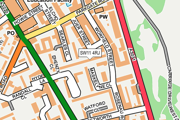 SW11 4RJ map - OS OpenMap – Local (Ordnance Survey) SW11 4RJ map - OS OpenMap – Local (Ordnance Survey)