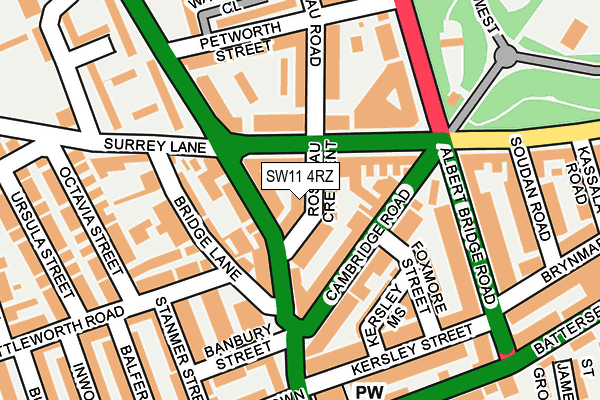 SW11 4RZ map - OS OpenMap – Local (Ordnance Survey) SW11 4RZ map - OS OpenMap – Local (Ordnance Survey)