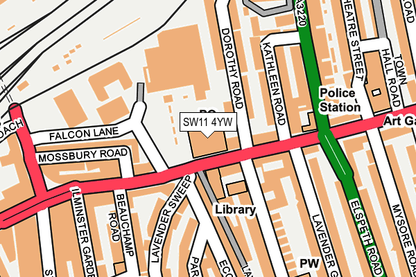 SW11 4YW map - OS OpenMap – Local (Ordnance Survey) SW11 4YW map - OS OpenMap – Local (Ordnance Survey)