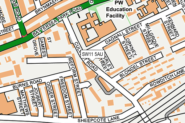 SW11 5AU map - OS OpenMap – Local (Ordnance Survey)