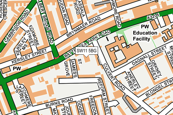 SW11 5BG map - OS OpenMap – Local (Ordnance Survey) SW11 5BG map - OS OpenMap – Local (Ordnance Survey)