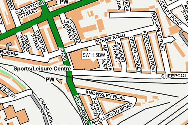 SW11 5BW map - OS OpenMap – Local (Ordnance Survey)