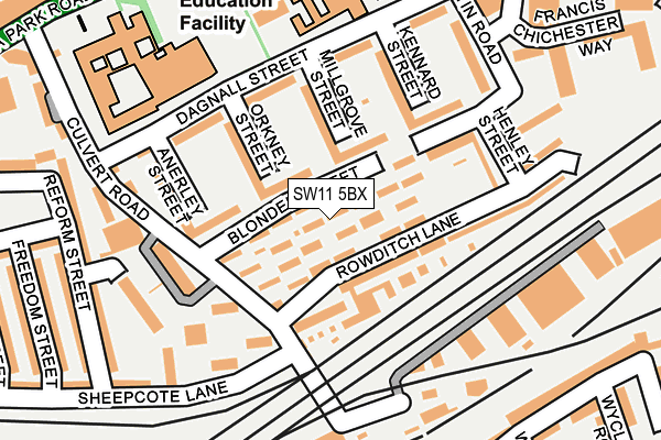 SW11 5BX map - OS OpenMap – Local (Ordnance Survey) SW11 5BX map - OS OpenMap – Local (Ordnance Survey)