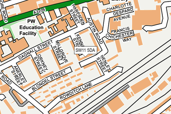 SW11 5DA map - OS OpenMap – Local (Ordnance Survey) SW11 5DA map - OS OpenMap – Local (Ordnance Survey)