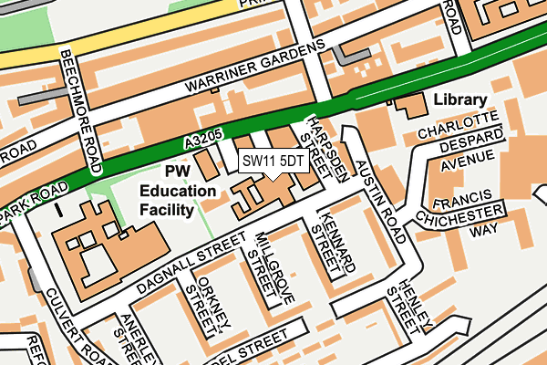 SW11 5DT map - OS OpenMap – Local (Ordnance Survey) SW11 5DT map - OS OpenMap – Local (Ordnance Survey)