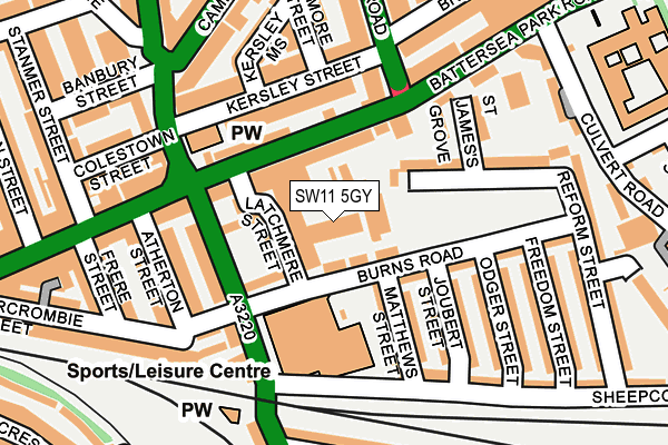 SW11 5GY map - OS OpenMap – Local (Ordnance Survey) SW11 5GY map - OS OpenMap – Local (Ordnance Survey)