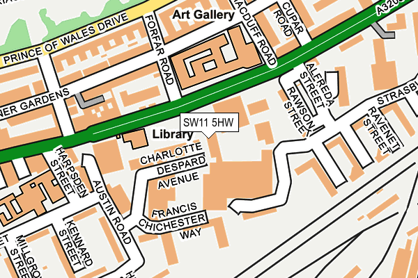 SW11 5HW map - OS OpenMap – Local (Ordnance Survey) SW11 5HW map - OS OpenMap – Local (Ordnance Survey)