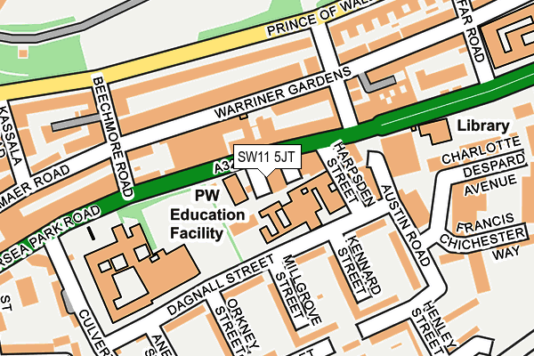 SW11 5JT map - OS OpenMap – Local (Ordnance Survey) SW11 5JT map - OS OpenMap – Local (Ordnance Survey)