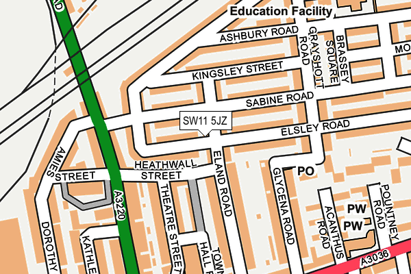 SW11 5JZ map - OS OpenMap – Local (Ordnance Survey) SW11 5JZ map - OS OpenMap – Local (Ordnance Survey)