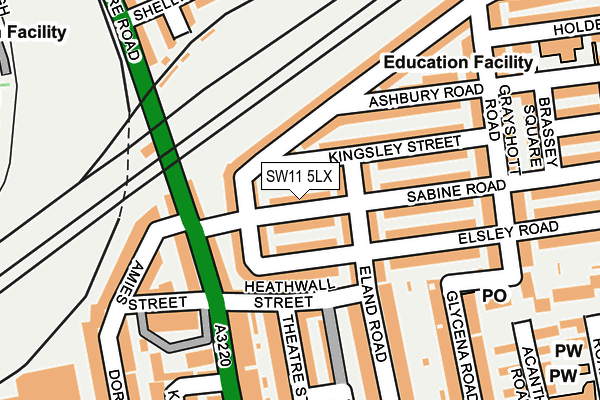 SW11 5LX map - OS OpenMap – Local (Ordnance Survey) SW11 5LX map - OS OpenMap – Local (Ordnance Survey)