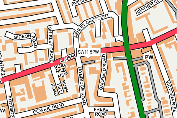 SW11 5PW map - OS OpenMap – Local (Ordnance Survey) SW11 5PW map - OS OpenMap – Local (Ordnance Survey)