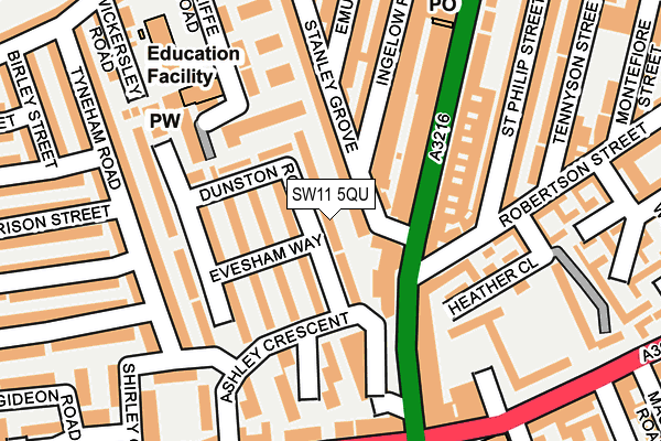 SW11 5QU map - OS OpenMap – Local (Ordnance Survey) SW11 5QU map - OS OpenMap – Local (Ordnance Survey)