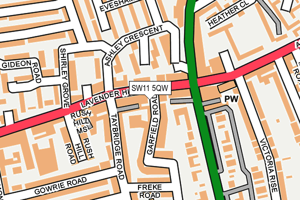 SW11 5QW map - OS OpenMap – Local (Ordnance Survey) SW11 5QW map - OS OpenMap – Local (Ordnance Survey)
