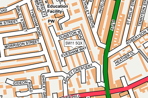 SW11 5QX map - OS OpenMap – Local (Ordnance Survey) SW11 5QX map - OS OpenMap – Local (Ordnance Survey)