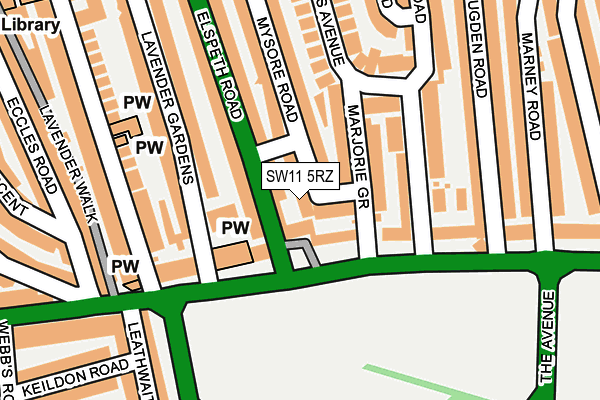 SW11 5RZ map - OS OpenMap – Local (Ordnance Survey) SW11 5RZ map - OS OpenMap – Local (Ordnance Survey)
