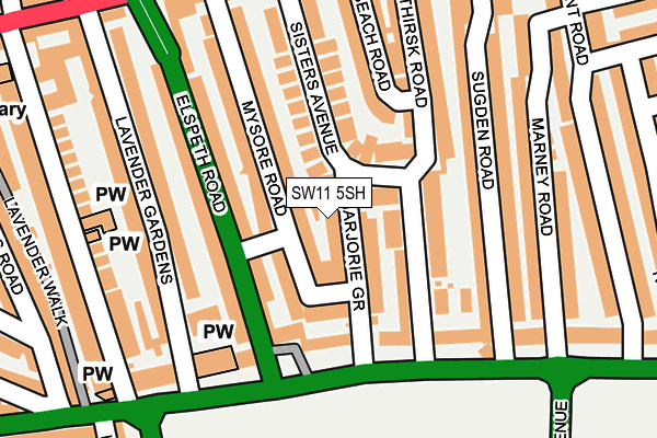 SW11 5SH map - OS OpenMap – Local (Ordnance Survey) SW11 5SH map - OS OpenMap – Local (Ordnance Survey)