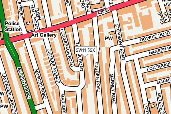 SW11 5SX map - OS OpenMap – Local (Ordnance Survey) SW11 5SX map - OS OpenMap – Local (Ordnance Survey)