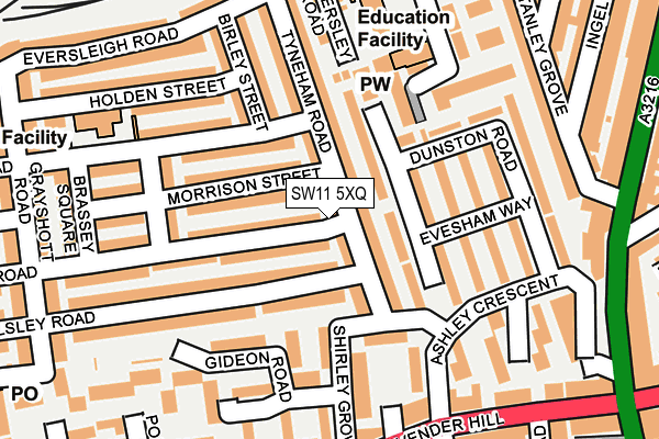 SW11 5XQ map - OS OpenMap – Local (Ordnance Survey) SW11 5XQ map - OS OpenMap – Local (Ordnance Survey)