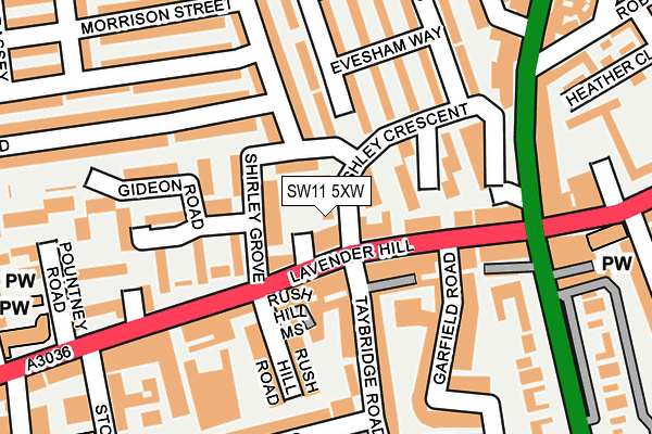 SW11 5XW map - OS OpenMap – Local (Ordnance Survey) SW11 5XW map - OS OpenMap – Local (Ordnance Survey)