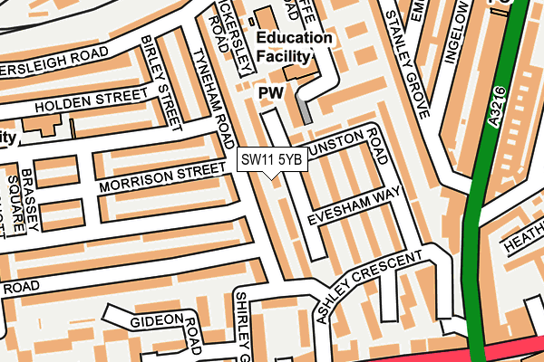 SW11 5YB map - OS OpenMap – Local (Ordnance Survey) SW11 5YB map - OS OpenMap – Local (Ordnance Survey)