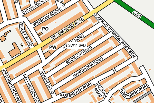 SW11 6AD map - OS OpenMap – Local (Ordnance Survey)