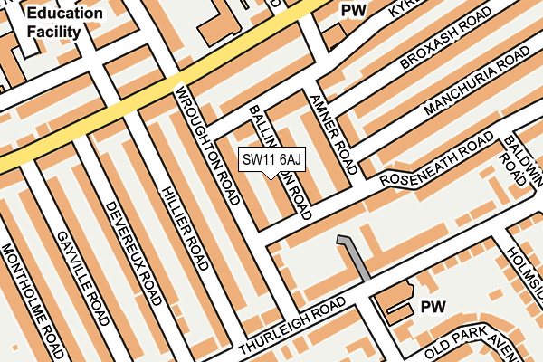 SW11 6AJ map - OS OpenMap – Local (Ordnance Survey) SW11 6AJ map - OS OpenMap – Local (Ordnance Survey)