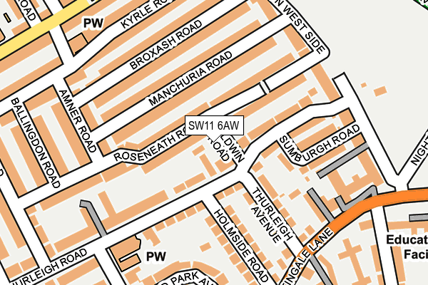 SW11 6AW map - OS OpenMap – Local (Ordnance Survey) SW11 6AW map - OS OpenMap – Local (Ordnance Survey)