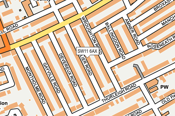SW11 6AX map - OS OpenMap – Local (Ordnance Survey) SW11 6AX map - OS OpenMap – Local (Ordnance Survey)