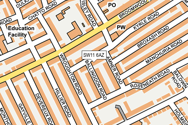 SW11 6AZ map - OS OpenMap – Local (Ordnance Survey) SW11 6AZ map - OS OpenMap – Local (Ordnance Survey)