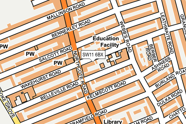 SW11 6BX map - OS OpenMap – Local (Ordnance Survey) SW11 6BX map - OS OpenMap – Local (Ordnance Survey)