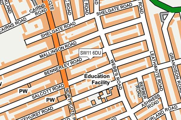 SW11 6DU map - OS OpenMap – Local (Ordnance Survey)