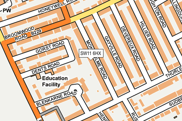 SW11 6HX map - OS OpenMap – Local (Ordnance Survey) SW11 6HX map - OS OpenMap – Local (Ordnance Survey)