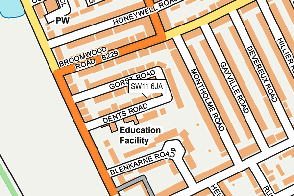 SW11 6JA map - OS OpenMap – Local (Ordnance Survey) SW11 6JA map - OS OpenMap – Local (Ordnance Survey)
