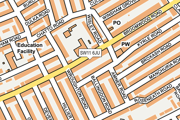 SW11 6JU map - OS OpenMap – Local (Ordnance Survey) SW11 6JU map - OS OpenMap – Local (Ordnance Survey)