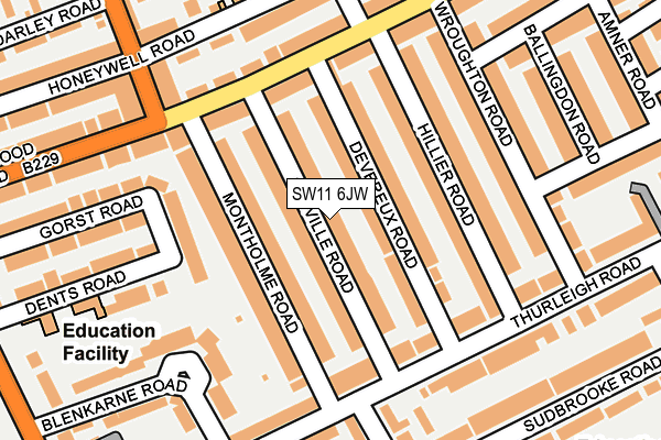 SW11 6JW map - OS OpenMap – Local (Ordnance Survey) SW11 6JW map - OS OpenMap – Local (Ordnance Survey)