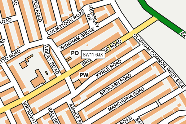 SW11 6JX map - OS OpenMap – Local (Ordnance Survey) SW11 6JX map - OS OpenMap – Local (Ordnance Survey)