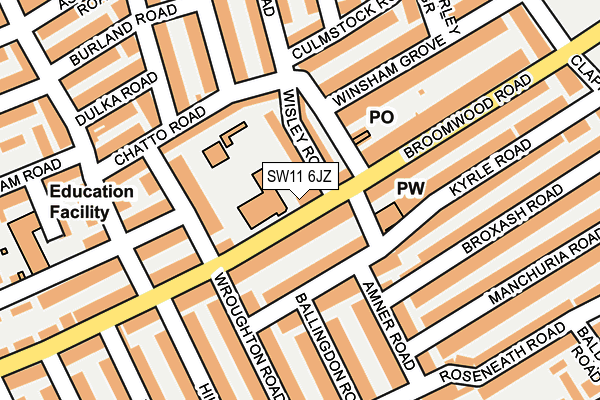 SW11 6JZ map - OS OpenMap – Local (Ordnance Survey) SW11 6JZ map - OS OpenMap – Local (Ordnance Survey)