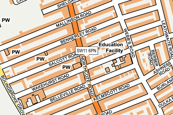 SW11 6PN map - OS OpenMap – Local (Ordnance Survey) SW11 6PN map - OS OpenMap – Local (Ordnance Survey)