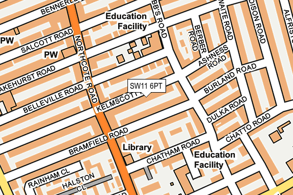 SW11 6PT map - OS OpenMap – Local (Ordnance Survey) SW11 6PT map - OS OpenMap – Local (Ordnance Survey)