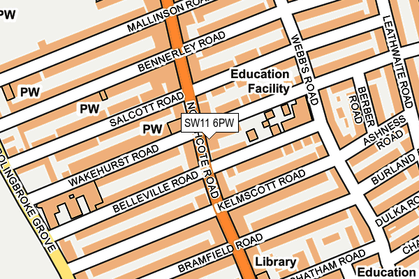 SW11 6PW map - OS OpenMap – Local (Ordnance Survey) SW11 6PW map - OS OpenMap – Local (Ordnance Survey)