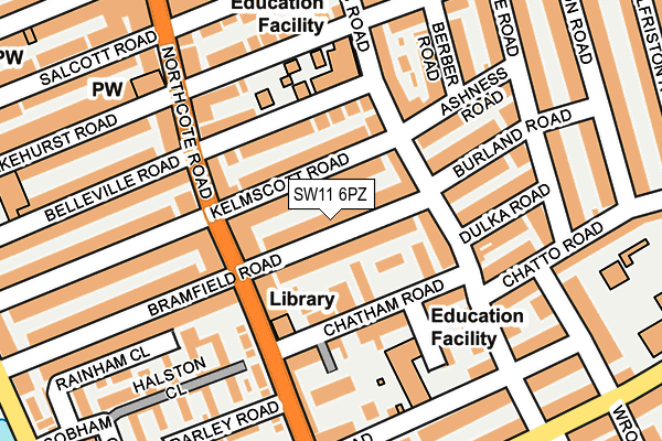 SW11 6PZ map - OS OpenMap – Local (Ordnance Survey) SW11 6PZ map - OS OpenMap – Local (Ordnance Survey)