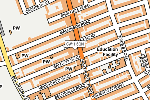 SW11 6QN map - OS OpenMap – Local (Ordnance Survey) SW11 6QN map - OS OpenMap – Local (Ordnance Survey)