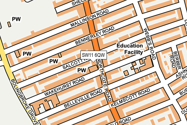 SW11 6QW map - OS OpenMap – Local (Ordnance Survey) SW11 6QW map - OS OpenMap – Local (Ordnance Survey)