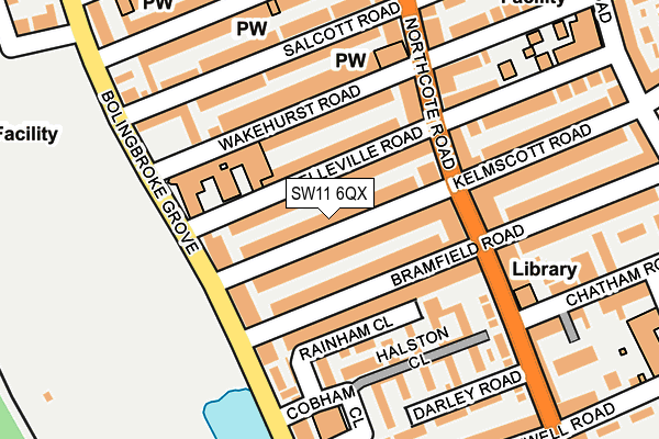 SW11 6QX map - OS OpenMap – Local (Ordnance Survey) SW11 6QX map - OS OpenMap – Local (Ordnance Survey)