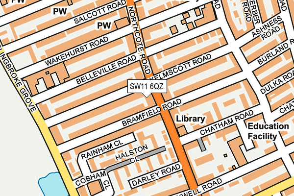 SW11 6QZ map - OS OpenMap – Local (Ordnance Survey) SW11 6QZ map - OS OpenMap – Local (Ordnance Survey)