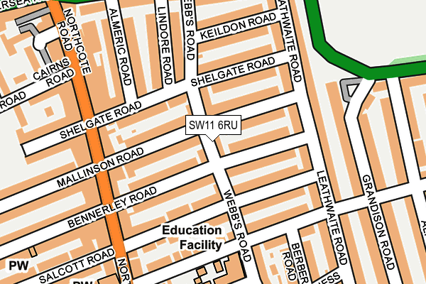 SW11 6RU map - OS OpenMap – Local (Ordnance Survey) SW11 6RU map - OS OpenMap – Local (Ordnance Survey)