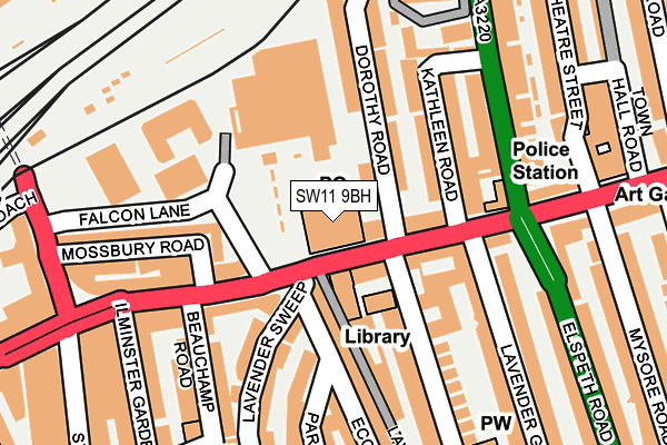 SW11 9BH map - OS OpenMap – Local (Ordnance Survey) SW11 9BH map - OS OpenMap – Local (Ordnance Survey)