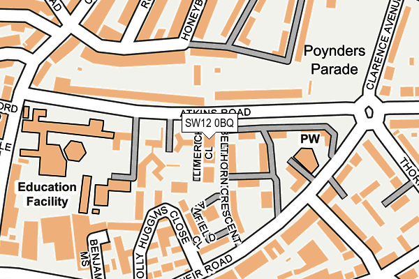 SW12 0BQ map - OS OpenMap – Local (Ordnance Survey) SW12 0BQ map - OS OpenMap – Local (Ordnance Survey)