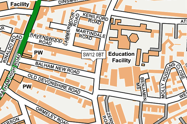 SW12 0BT map - OS OpenMap – Local (Ordnance Survey) SW12 0BT map - OS OpenMap – Local (Ordnance Survey)