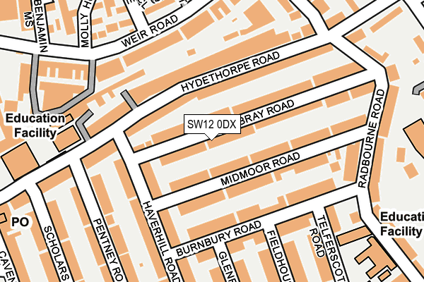SW12 0DX map - OS OpenMap – Local (Ordnance Survey) SW12 0DX map - OS OpenMap – Local (Ordnance Survey)